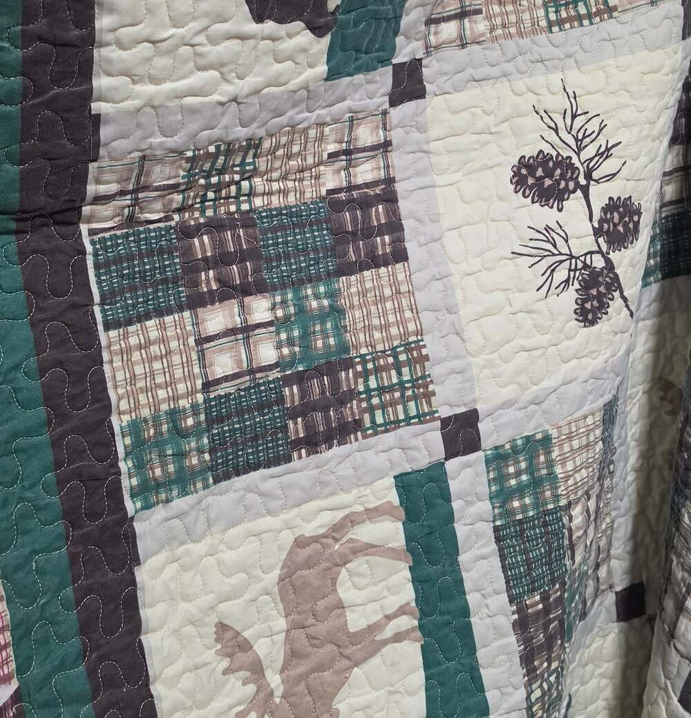 3Piece Rustic Lodger King Size Quilt  Set Patchwork Bear Paw Print Cabin Bedding